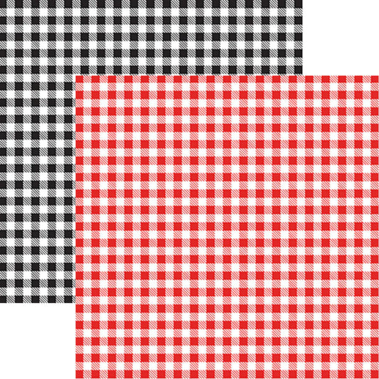 Red White Black White Gingham Paper