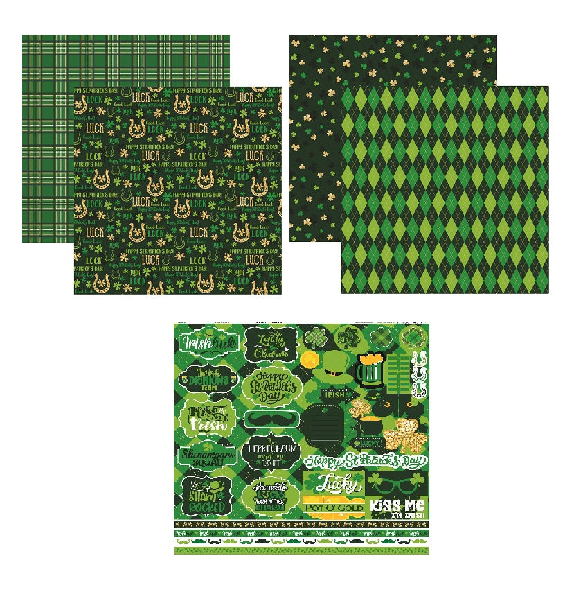 Reminisce Irish Luck Scrapbook Papers and Stickers Set