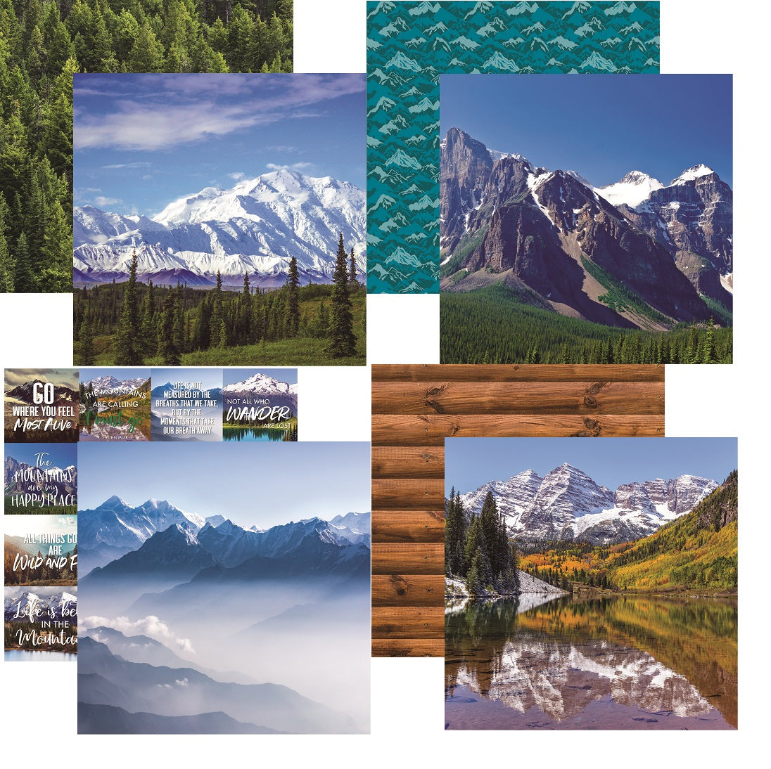 Mountains Calling 12X12 Travel Scrapbook Papers Assortment Set - 4 Sheets