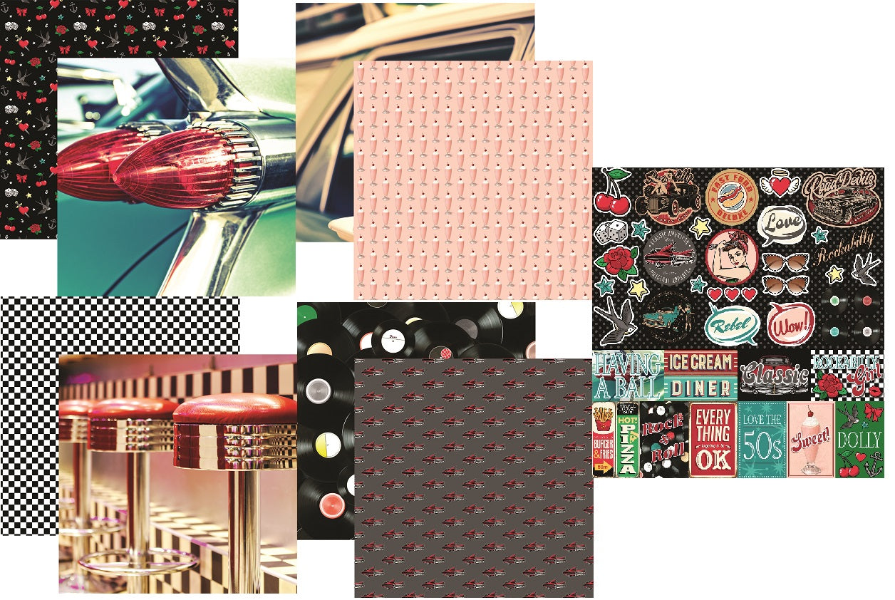 Reminisce Rockabilly Papers and Stickers Set