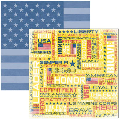 Marines 12x12 Scrapbooking Paper - Yellow/Blue Print by Reminisce