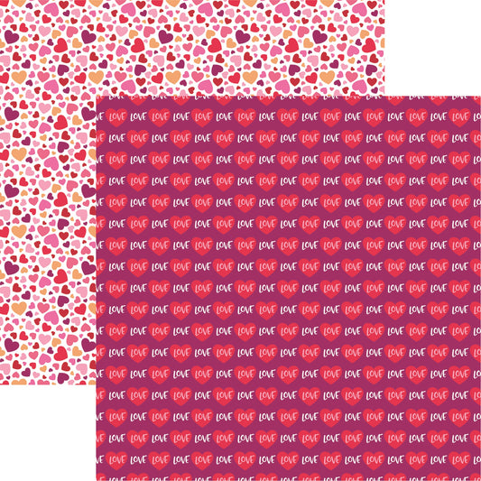 Falling Hearts - Forever Hearts - 12x12 Valentine Scrapbook Paper - 5  Sheets - by Reminisce