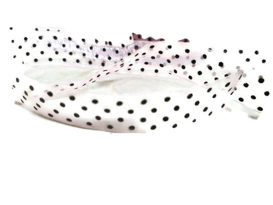 Light Pink and Black Sheer Polka Dot Ribbon