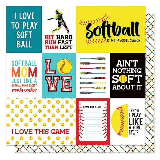 Game Day MVP Softball Scrapbook Paper