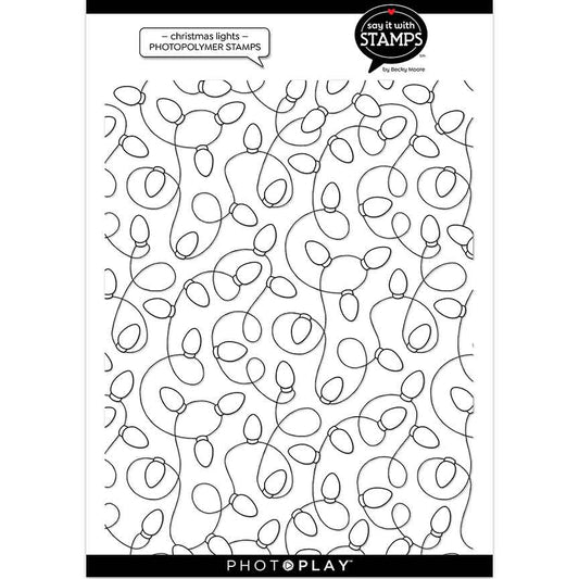 Christmas Lights Background Stamp 6x8