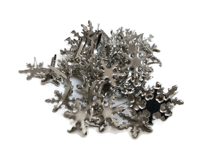 Silver Snowflake Paper Fasteners Brads Assortment Set - 50 Count