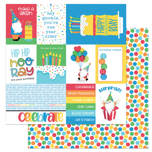 Surprise Birthday Party Norbert Gnome Scrapbook Paper
