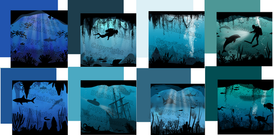 Underwater Caves Scrapbook Paper Set