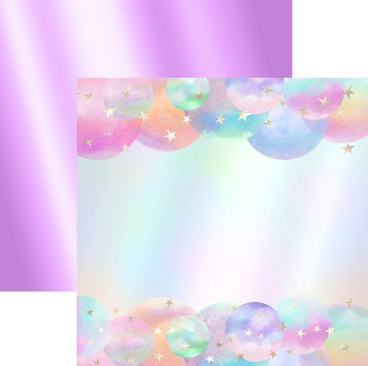 Watercolor Holographic Balloons Scrapbook Paper