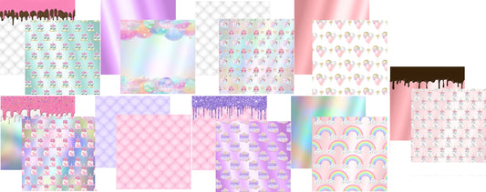 Unicorn Cakes Scrapbook Papers Set 12x12 - 9 Sheets