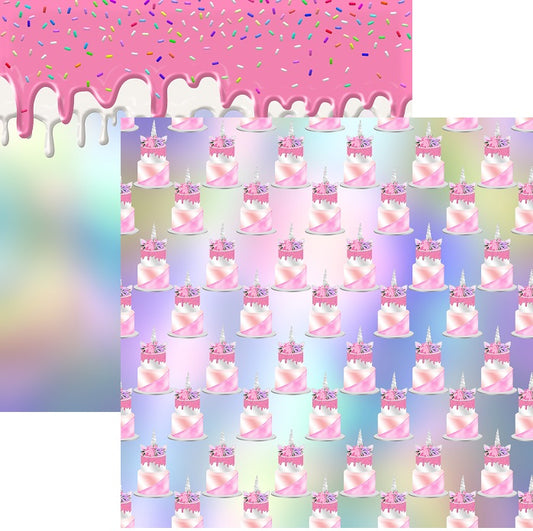 Pink Cakes Unicorn Cake Scrapbook Paper