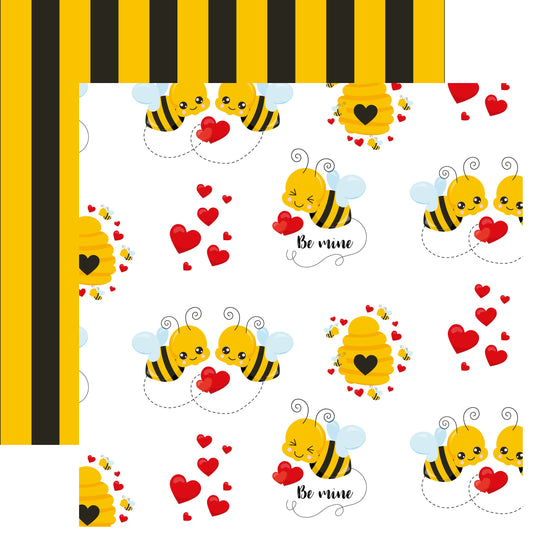 Valentine Bees #1-12X12 Scrapbook Paper