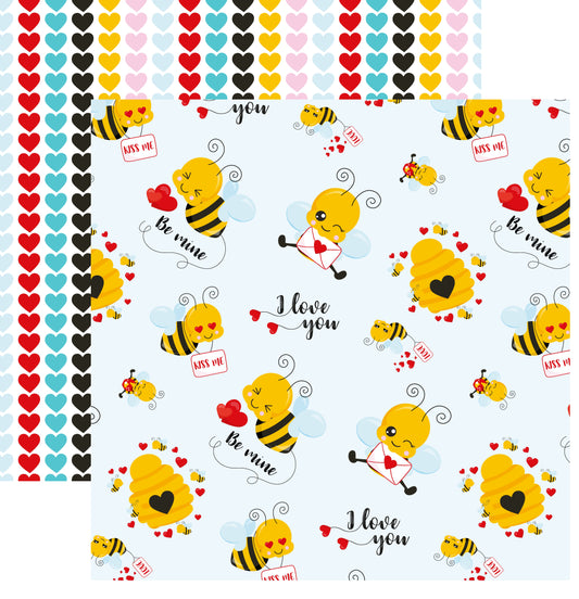 Valentine Bee Scrapbook Paper