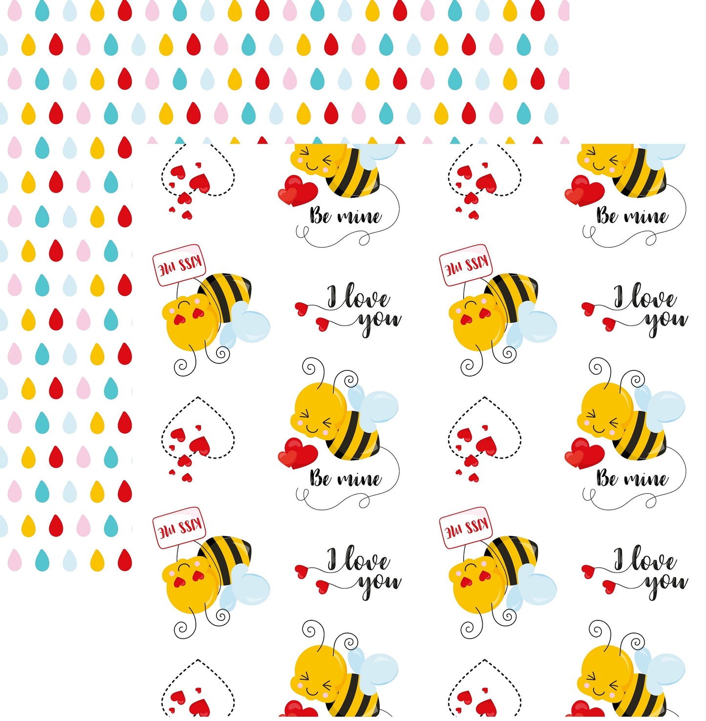 Valentine Bees - 12X12 Scrapbook Papers Assortment Set - 6 Sheets
