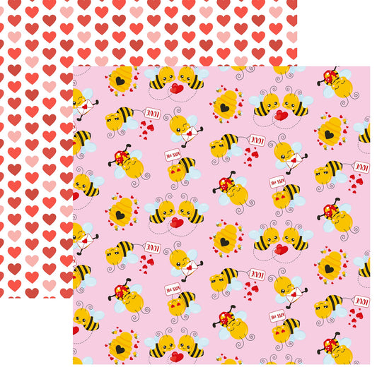 Valentine Bee Scrapbook Paper Style 6