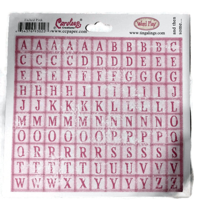Etched Pink Square Alphabet Stickers