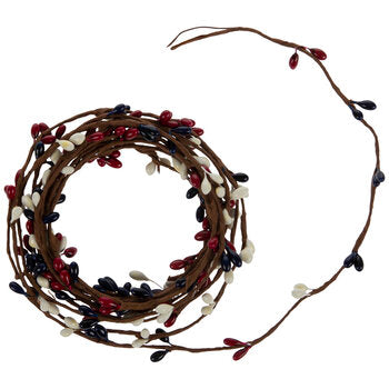 Red White and Blue Berry Garland Wired