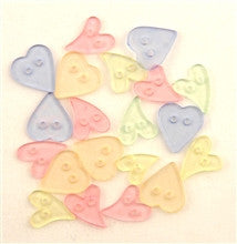 Clear Heart Pastel Assorted Buttons