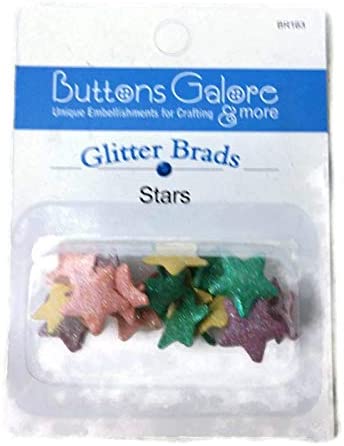 Glitter Star Brads Paper Fasteners Set