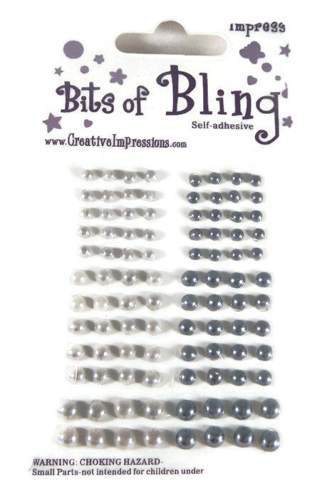 Bits of Bling Bright & Dark Silver Pearls Self Adhesive