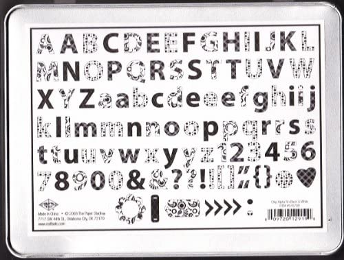Black and White Alphabet Chipboard