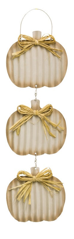 Neutral Metal Pumpkin Hanging Decor