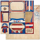Bo Bunny Patriotic Paper Anthem 4pc Scrapbooking  Set - 12x12 Paper