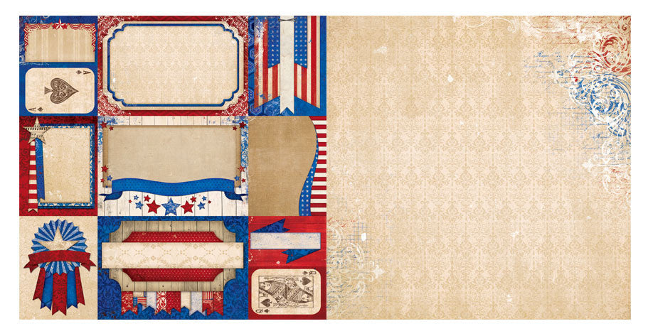 Bo Bunny Patriotic Paper Anthem 4pc Scrapbooking  Set - 12x12 Paper