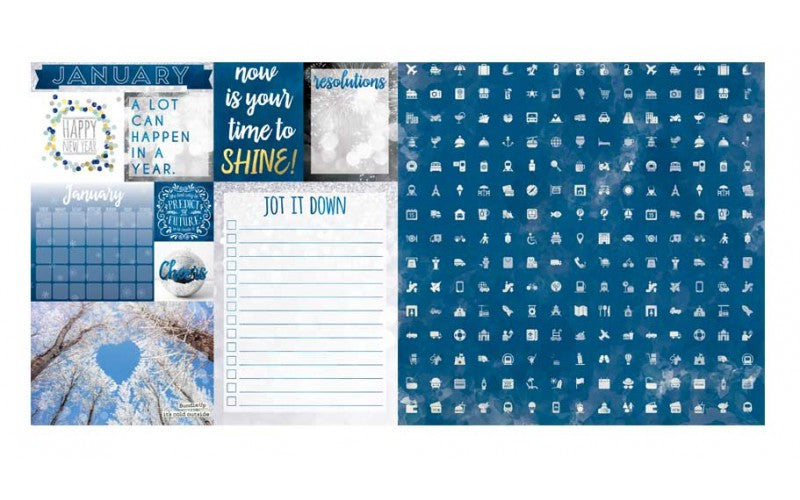 January Calendar Girl 12x12 Scrapbook Paper - 5 Sheets by Bo Bunny