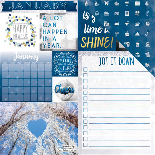 January Calendar Girl 12x12 Scrapbook Paper - 5 Sheets by Bo Bunny