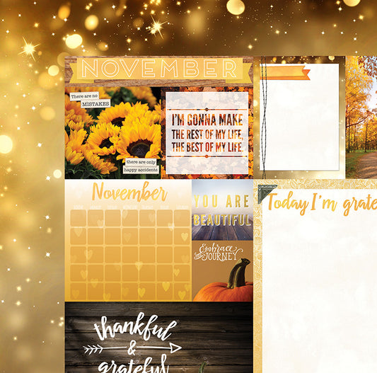 November Calendar Girl 12x12 Scrapbook Paper - 5 Sheets by Bo Bunny