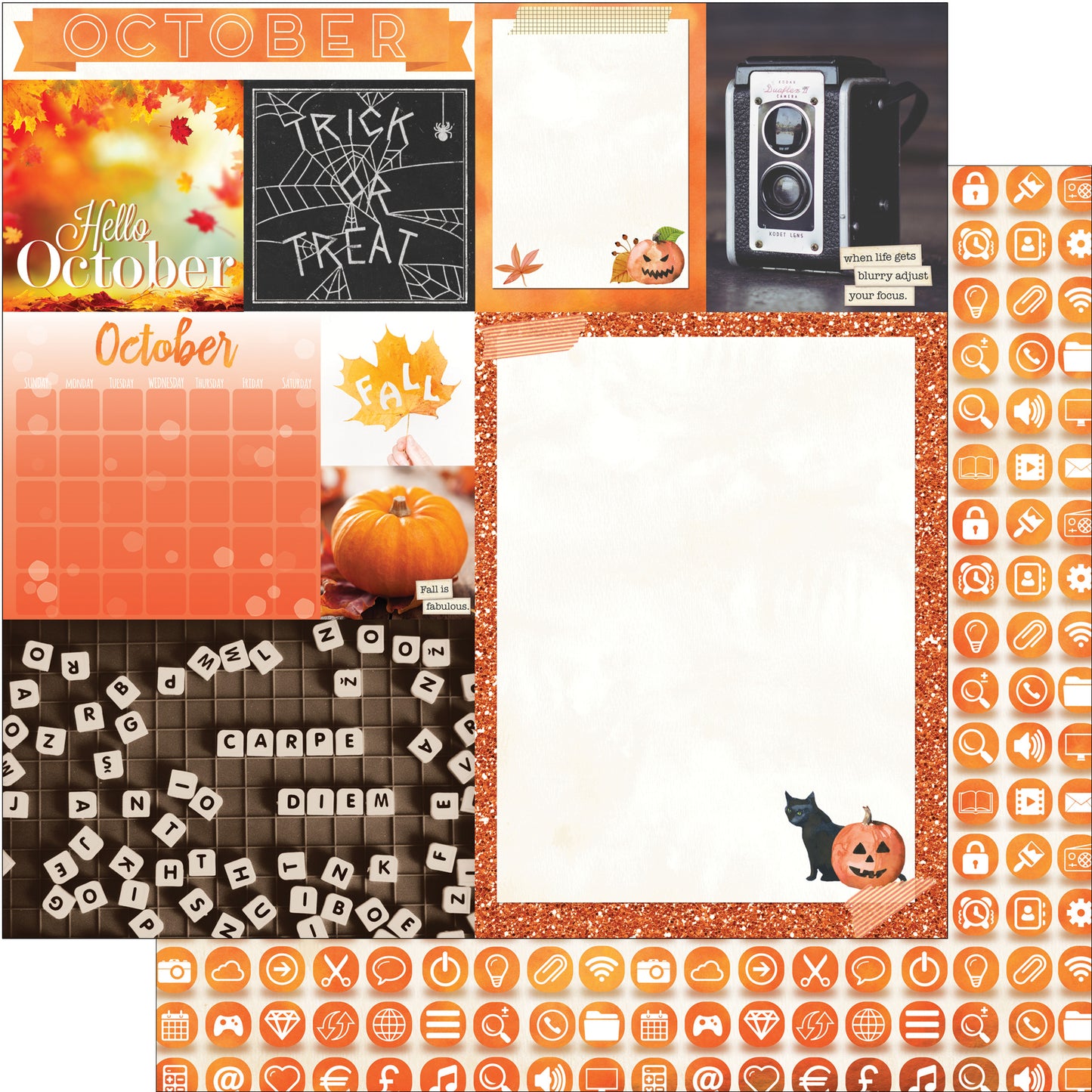 October Calendar Girl 12x12 Scrapbook Paper - 5 Sheets by Bo Bunny