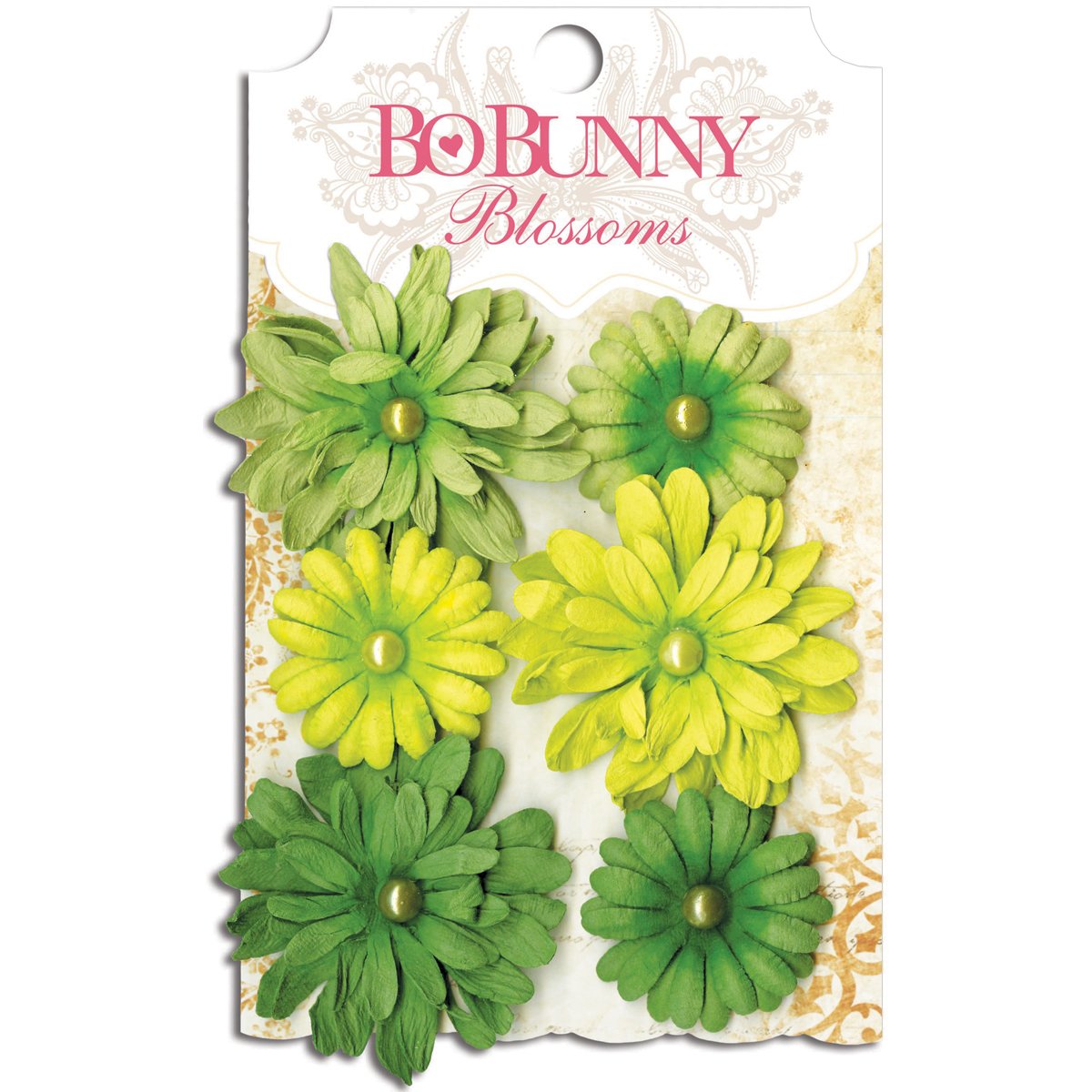 Bo Bunny Clover Green Paper Daisy Flowers