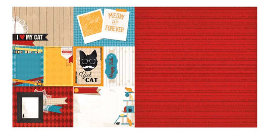 Bo Bunny Cat Nap Happy Tails Scrapbook Paper