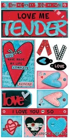 Love Me Tender Valentine Stickers by Bo Bunny