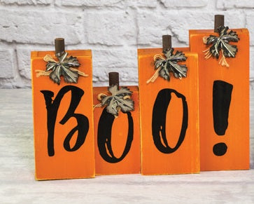 Boo Orange Halloween Wood Sign