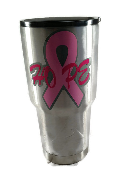 Hope Breast Cancer Stainless Steel Ozark Tumbler Cup - Silver