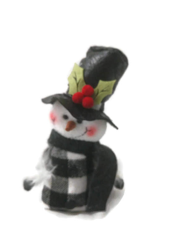 Charcoal Checkered Snowman Ornament