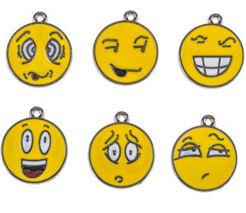 Emoji Emoticon Enamel Jewelry Charms Set of 6