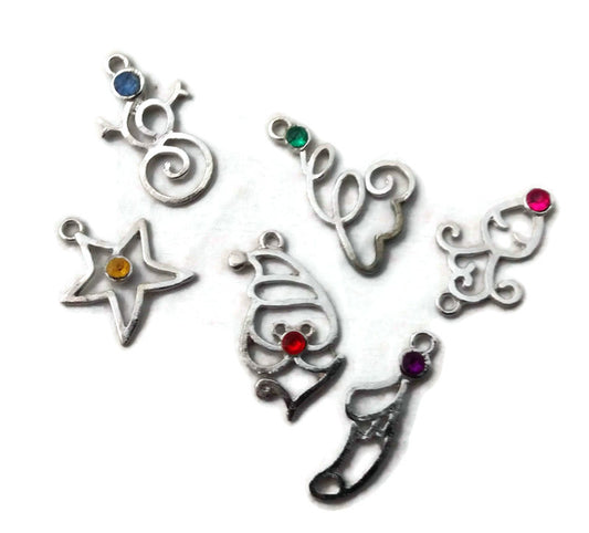 Funky Christmas Shaped Silver Charms
