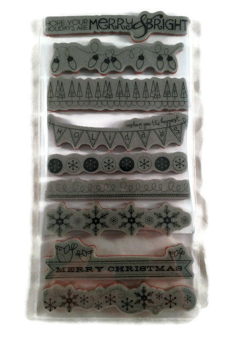 Merry & Bright Christmas Cling Stamps Christmas Borders