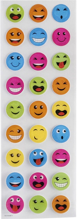 Bright Colored Glitter Epoxy Smiley Face Stickers