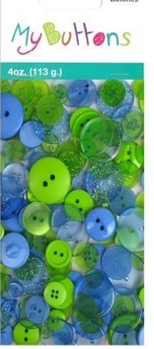 Blue and Green Clear Button Value Bag