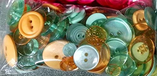 Coral and Green Clear Buttons Set