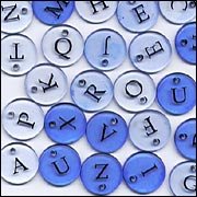 Crystal Denim Blue Alphabet Buttons Embellishments