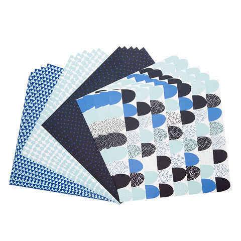 Blue Geometric Prints Patterned Cardstock Paper 12x12 - 20 Sheets