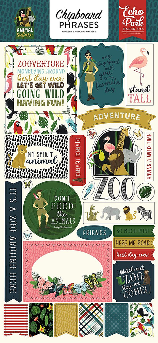 Animal Safari Chipboard Stickers Phrases