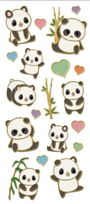 Panda Bear Faux Enamel Stickers