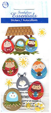 Away in a Manger Nativity 3d Christmas Scrapbook Stickers