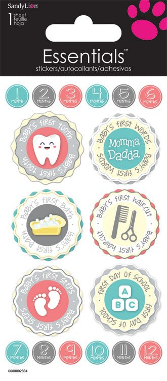 Babys 1sts Circle Icon Stickers for Planners, Scrapbooks